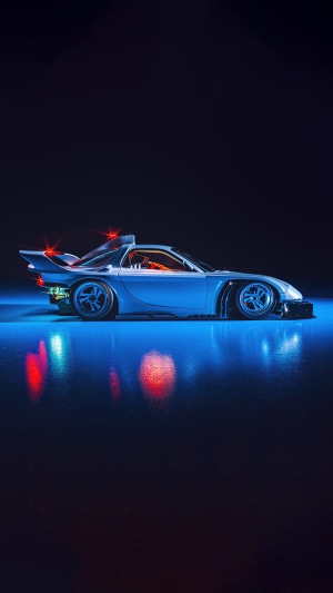 Sci-fi car with neon lights