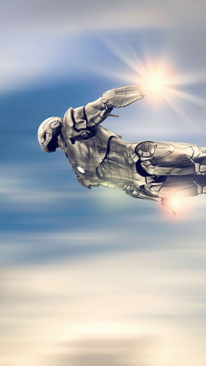 Iron Man flying in the sky
