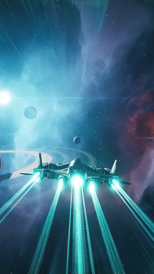 Spaceship flying through nebula in Everspace 2 4K