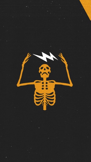 Skeleton holding lightning bolt