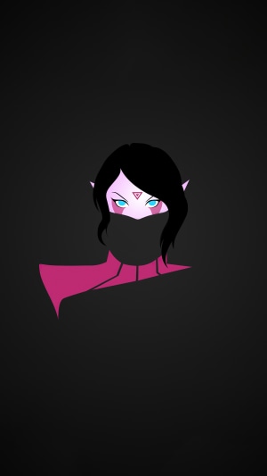 Minimalist Dota 2 character with pink outfit
