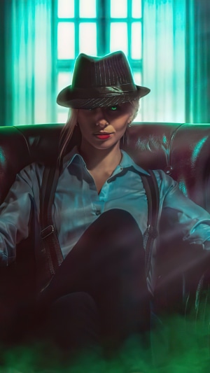 Woman in Fedora and Suspenders