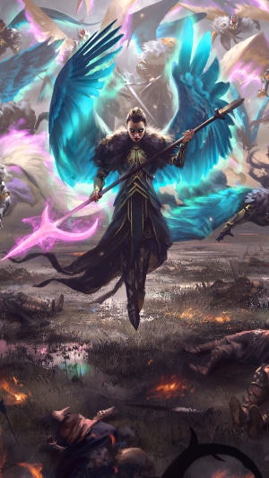 Artwork of a Valkyrie with wings