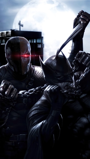 Deathstroke and Batman in a fight