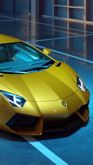 Yellow Lamborghini Aventador 4K CGI