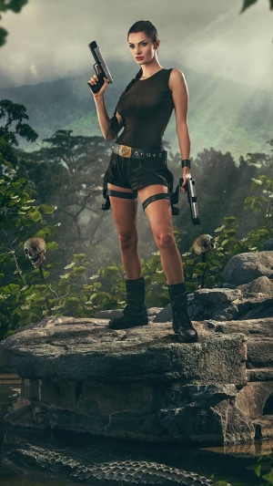 Lara Croft from Tomb Raider Cosplay with Guns