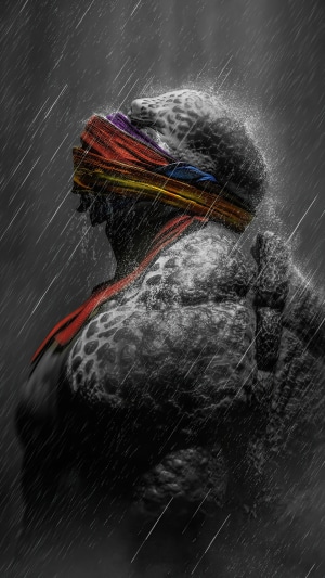 Teenage Mutant Ninja Turtle in the Rain