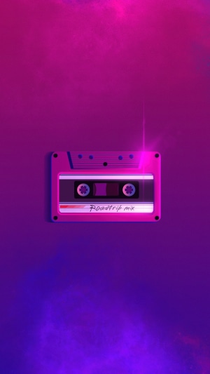 Pink cassette tape with "Roadtrip mix" label