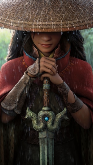 Raya from Raya and the Last Dragon holding a sword