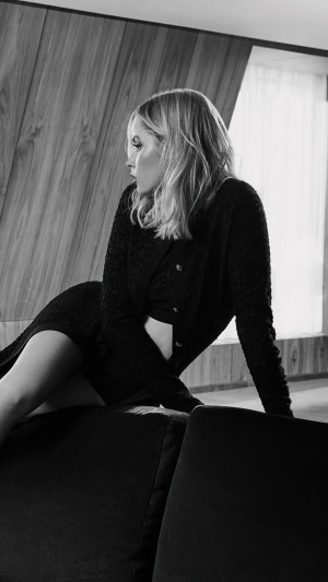 Ellie Bamber in monochrome portrait