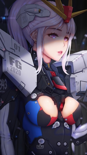 Anime girl in Gundam-inspired armor