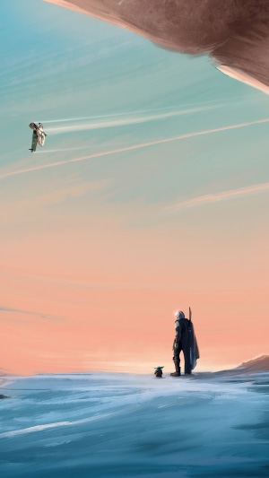 The Mandalorian and Grogu in Star Wars