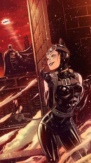 Catwoman and Batman in Gotham City