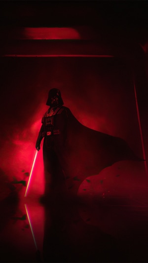 Darth Vader from Star Wars with red lightsaber 4K