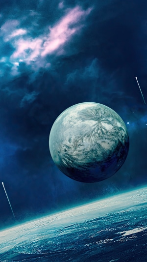 Planet and Earth in Digital Space Artwork 4K