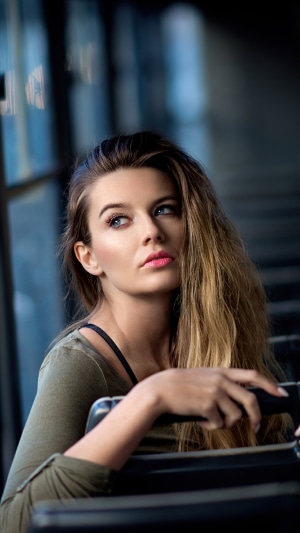 Blonde girl in a bus, 4K