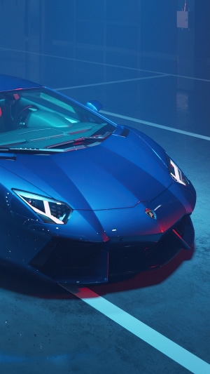 Blue Lamborghini Aventador 4K