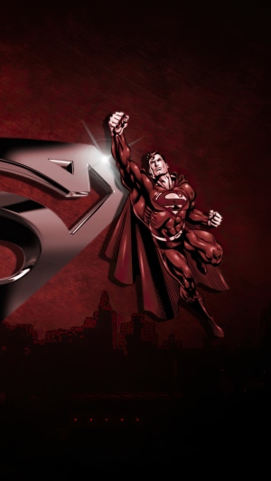 Superman flying with a large S logo