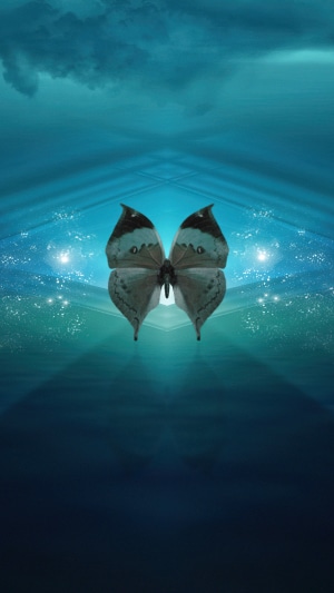 Digital art of a butterfly over water