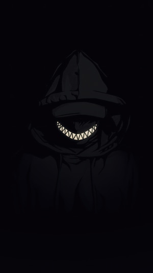 Dark Hoodie with Glowing Grin
