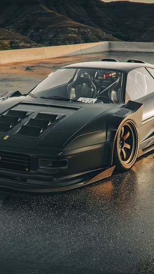 Black modified Ferrari F355 4K