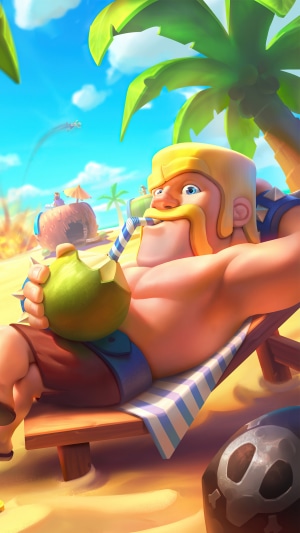 Barbarian from Clash Royale on a beach