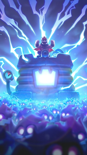 Clash Royale King Tower with lightning and troops