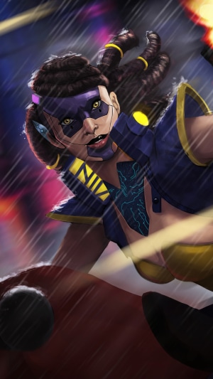 Cyberpunk 2077 character in rain