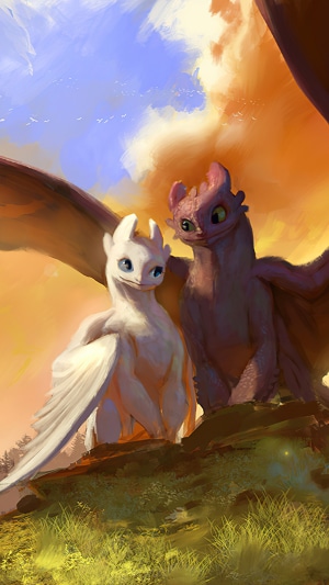 Light Fury and Toothless from How to Train Your Dragon