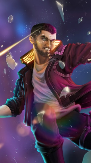 Cyberpunk 2077 character with cybernetic eye