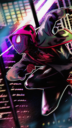 Spider-Man from Marvel Comics in a city at night