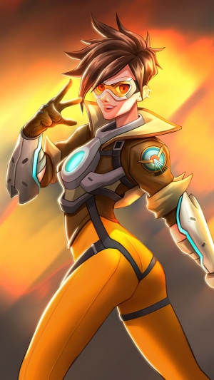Tracer from Overwatch striking a pose