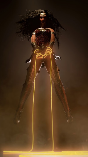 Wonder Woman holding the Lasso of Truth