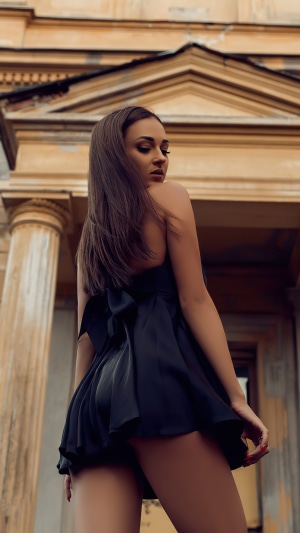 Woman in black dress