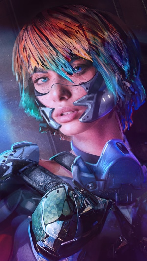 Cyberpunk warrior artwork