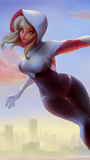 Gwen Stacy as Spider-Gwen in digital art