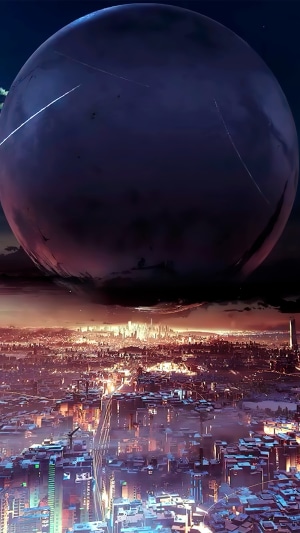 Destiny 2 The Traveler over a futuristic city