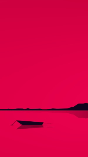 Minimalist boat on a pink lake