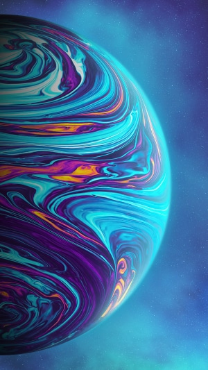 Abstract planet with swirling colors in space 4K