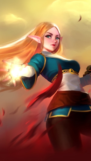 Zelda from The Legend of Zelda casting a spell