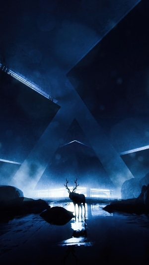 Reindeer in a Sci-Fi Pyramid Structure