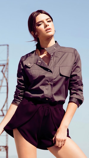 Kendall Jenner in dark outfit