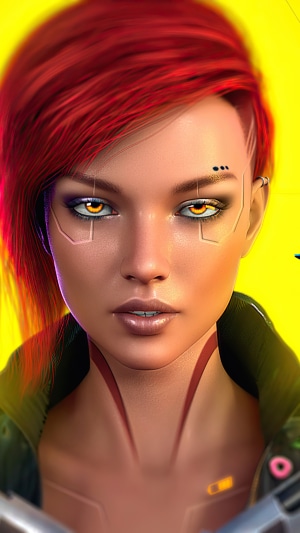 Female character from Cyberpunk 2077
