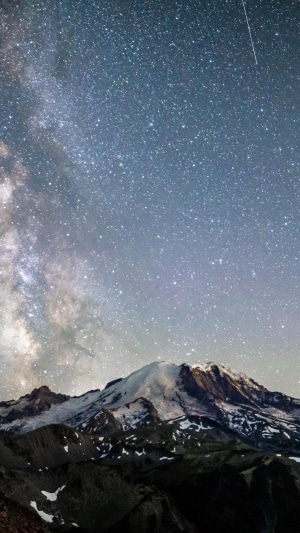 Milky Way Galaxy Over Snow-Capped Mountains
