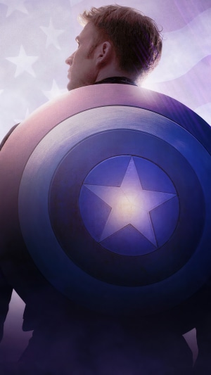 Captain America with Shield and American Flag