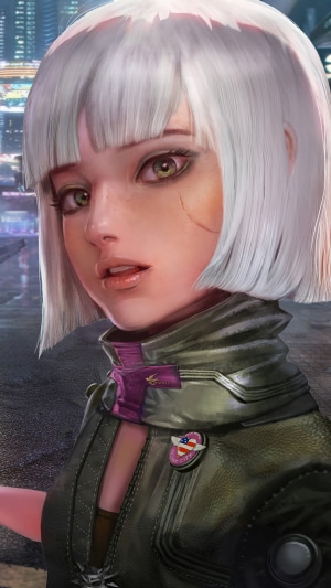 Female character from Cyberpunk 2077 4K