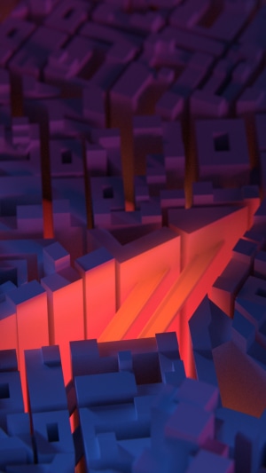 Abstract 3D city with glowing arrow