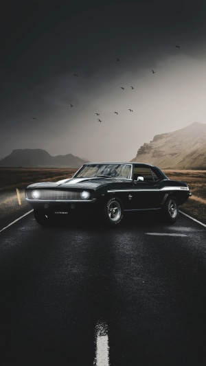 Black 1969 Chevrolet Camaro on a Road