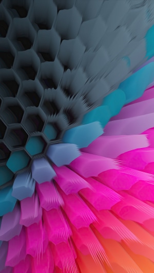 Abstract digital art with hexagonal patterns and vibrant colors