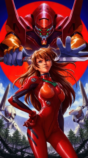 Asuka Langley Soryu from Neon Genesis Evangelion with Eva Unit-02